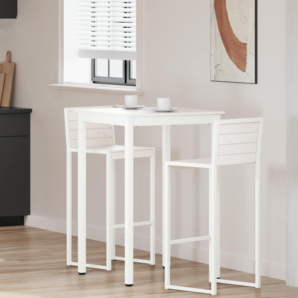 vidaXL Τραπέζι μπαρ Λευκό 70x70x105cm Στερεά ξυλεία πεύκου 1 τεμ.