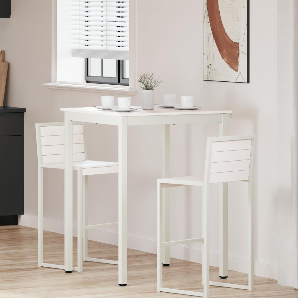 vidaXL Τραπέζι μπαρ Λευκό 80x80x105cm Στερεά ξυλεία πεύκου 1 τεμ.