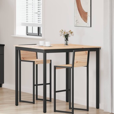 vidaXL Τραπέζι μπαρ Φυσικό 110x110x105cm Στερεά ξυλεία πεύκου 1 τεμ.