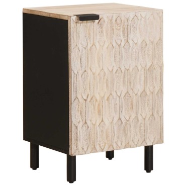vidaXL Ντουλάπι Μπάνιου Λευκό 38x33x58cm Στερεό ξύλο μάνγκο