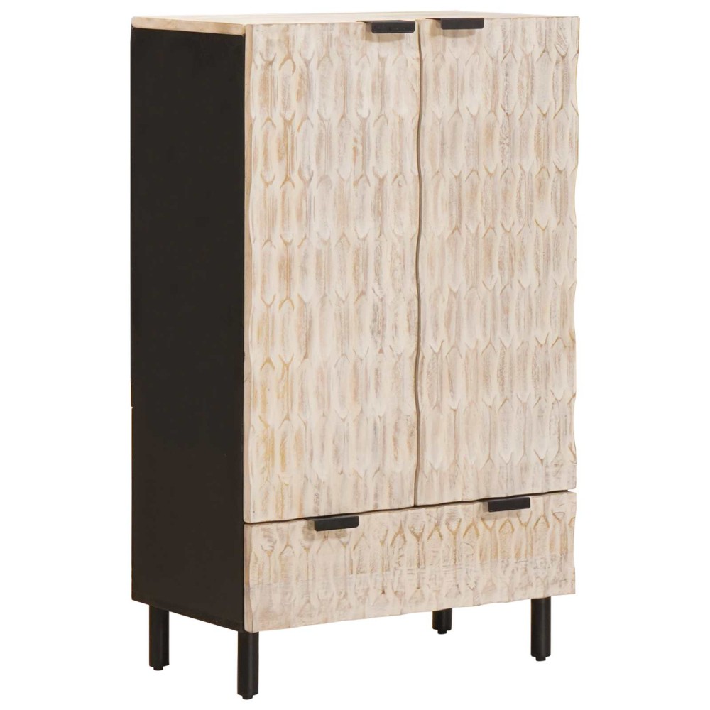 vidaXL Highboard με πόρτα Λευκό Φινίρισμα Καθαρισμού 60x33x100cm