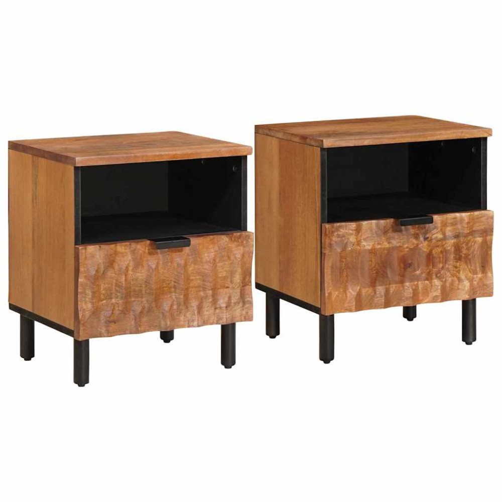 vidaXL Κομοδίνο 2 τεμ. Καφέ 40x33x46cm Στερεό ξύλο μάνγκο