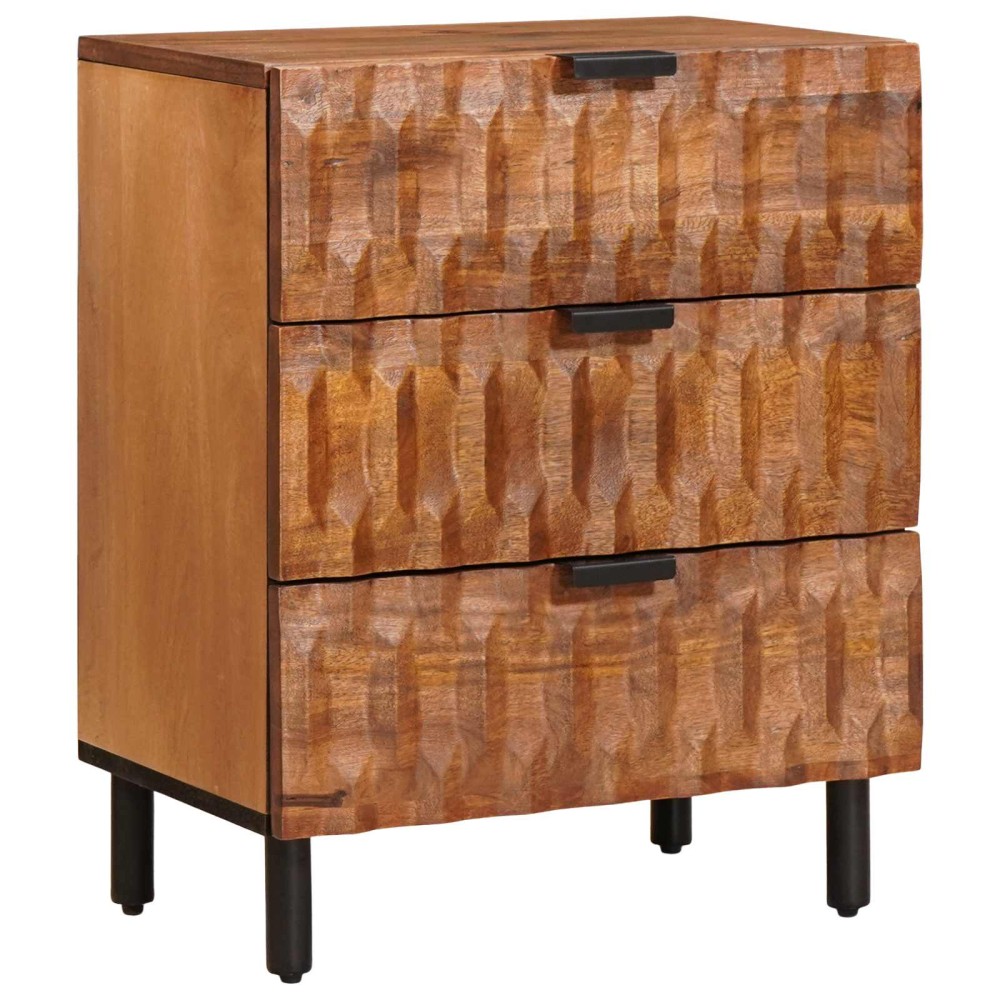vidaXL Κομοδίνο με συρτάρι Καφέ 50x33x62cm Στερεό ξύλο μάνγκο 1 τεμ.