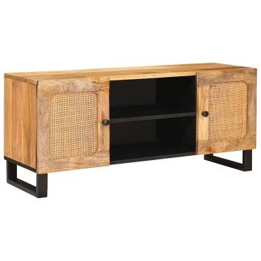 vidaXL Ντουλάπι TV με ράφι Καφέ 105x33x46cm Στερεό ξύλο μάνγκο 1 τεμ.