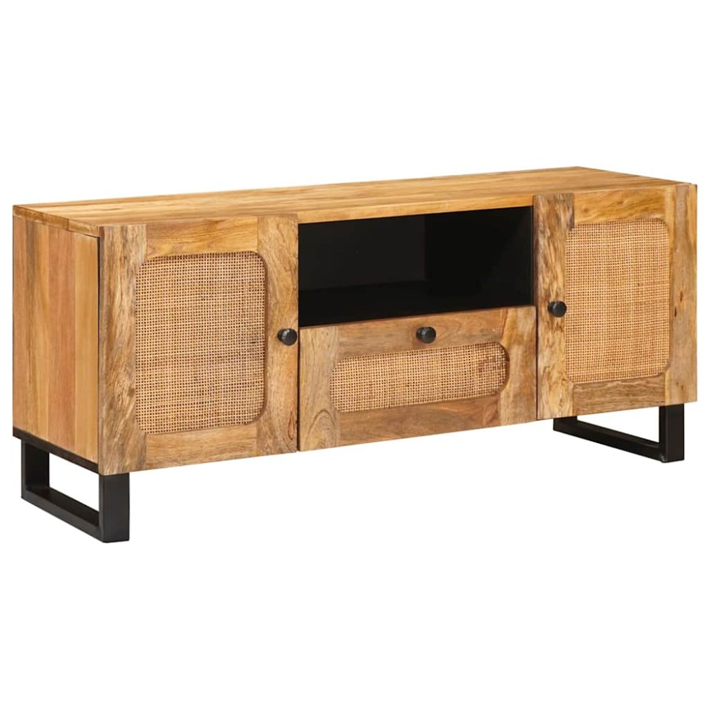 vidaXL Ντουλάπι TV με πόρτα Καφέ 105x33x46cm Στερεό ξύλο μάνγκο 1 τεμ.