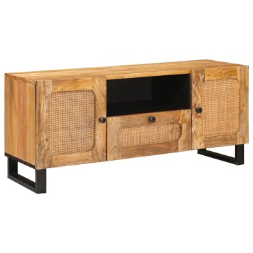 vidaXL Ντουλάπι TV με πόρτα Καφέ 105x33x46cm Στερεό ξύλο μάνγκο 1 τεμ.