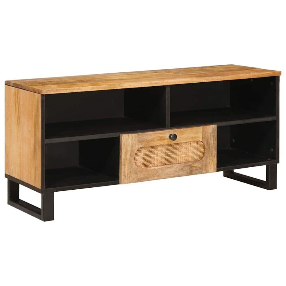 vidaXL Ντουλάπι TV με συρτάρι Καφέ 100x33x46cm Στερεό ξύλο μάνγκο 1 τεμ.