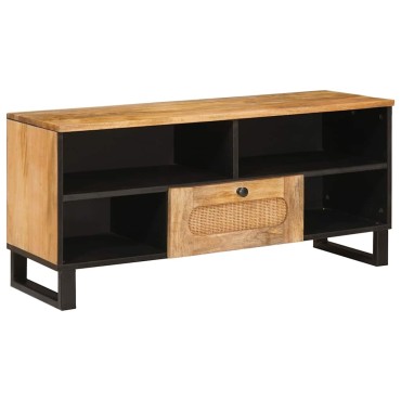 vidaXL Ντουλάπι TV με συρτάρι Καφέ 100x33x46cm Στερεό ξύλο μάνγκο 1 τεμ.