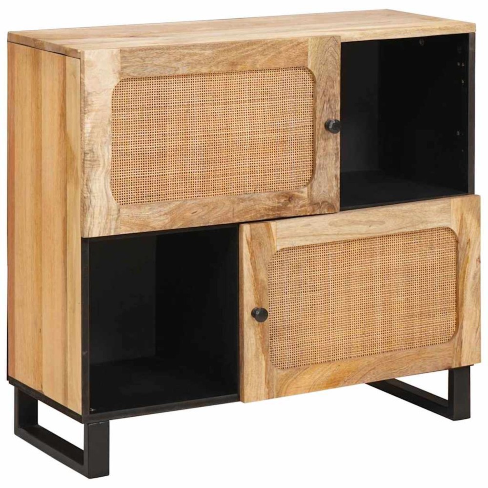 vidaXL Πλαϊνό γραφείο με πόρτα Καφέ 80x33x75cm Στερεό ξύλο μάνγκο