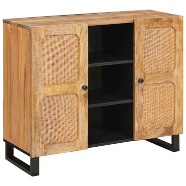 vidaXL Highboard με αποθήκευση Καφέ 90x33x75cm Στερεό ξύλο μάνγκο