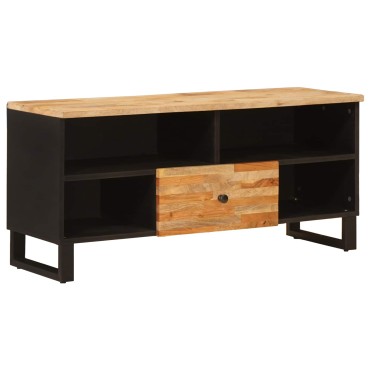 vidaXL Ντουλάπι TV με συρτάρι Καφέ 100x33x46cm Στερεό ξύλο μάνγκο 1 τεμ.