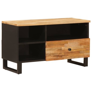 vidaXL Ντουλάπι TV με συρτάρι Καφέ 80x33x46cm Στερεό ξύλο μάνγκο 1 τεμ.