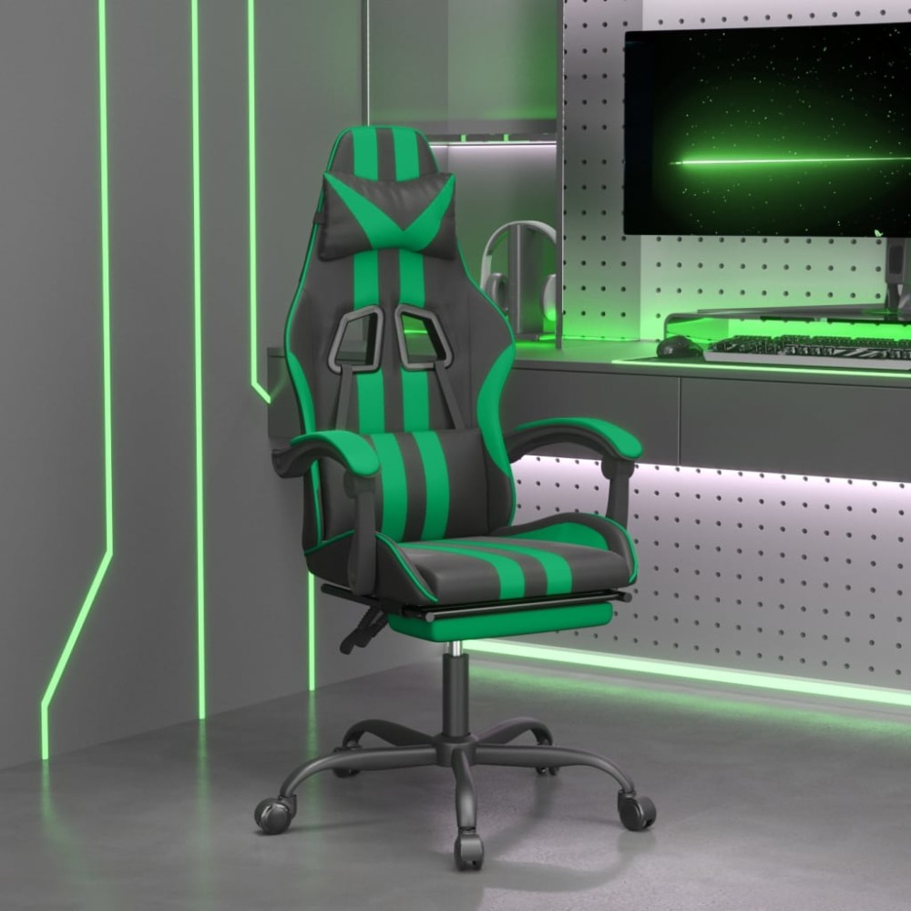 vidaXL Καρέκλα Gaming Μασάζ Υποπόδιο Μαύρο/Πράσινο από Συνθετικό Δέρμα 57,5x59,5x(121-131)cm 1 τεμ. vidaXL Καρέκλα Gaming Μασάζ Υποπόδιο Μαύρο/Πράσινο από Συνθετικό Δέρμα 57,5x59,5x(121-131)cm 1 τεμ.