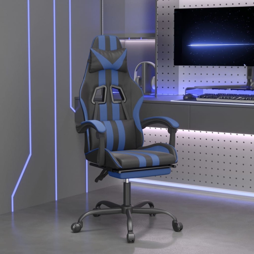 vidaXL Καρέκλα Gaming Περιστρ. Υποπόδιο Μαύρο & Μπλε Συνθετικό Δέρμα 57,5x59,5x(121-131)cm 1 τεμ. vidaXL Καρέκλα Gaming Περιστρ. Υποπόδιο Μαύρο & Μπλε Συνθετικό Δέρμα 57,5x59,5x(121-131)cm 1 τεμ.