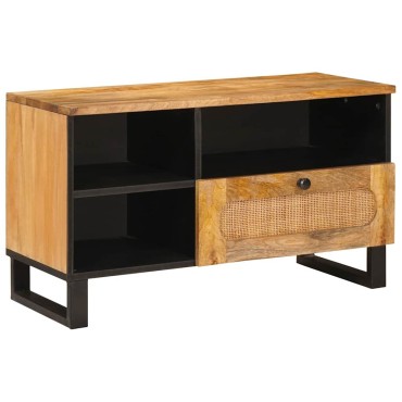 vidaXL Ντουλάπι TV με συρτάρι Καφέ 80x33x46cm Στερεό ξύλο μάνγκο 1 τεμ.