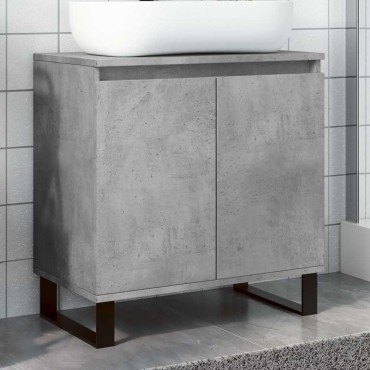 vidaXL Ντουλάπι Μπάνιου Γκρι Σκυροδεμ. 58x33x60cm Επεξεργ. Ξύλο 1 τεμ.