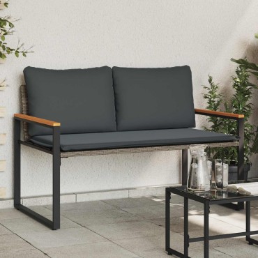 vidaXL παγκάκι Γκρι και Σκούρο Γκρι 115x65x72cm Ρατάν