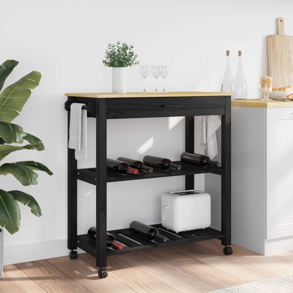vidaXL Καρότσι Κουζίνας MONZA Μαύρο 84x40x88,5cm 1 τεμ.