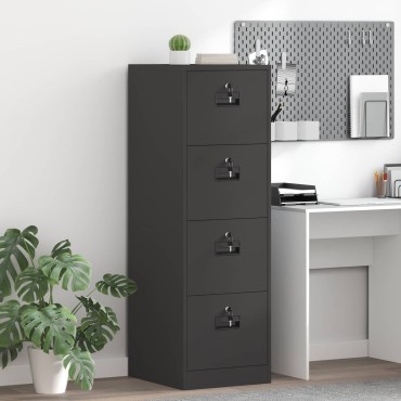 vidaXL Ντουλάπα Αρχείων Μαύρο 44x50x139cm Ψυχρής Έλασης Χάλυβας 1 τεμ.