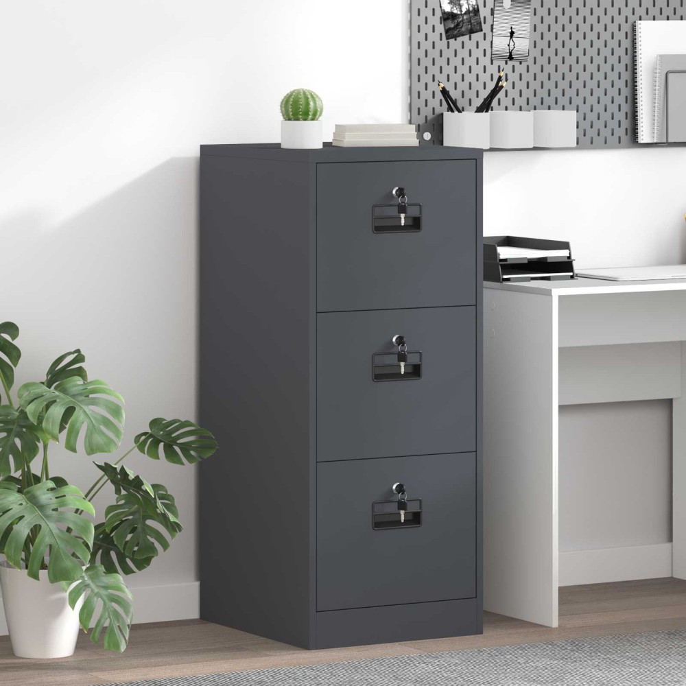 vidaXL Ντουλάπα Αρχείων με συρτάρι με ράφι Ανθρακί 44x50x106.5 εκ 1 τεμ.