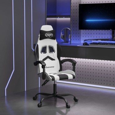 vidaXL Καρέκλα Gaming Περιστρεφόμενη Λευκή/Μαύρη από Συνθετικό Δέρμα 57,5x59,5x(121-131)cm 1 τεμ.