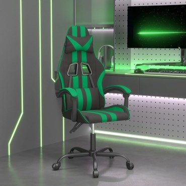 vidaXL Καρέκλα Gaming Μαύρο/πράσινο από Συνθετικό Δέρμα 57,5x59,5x(121-131)cm 1 τεμ.