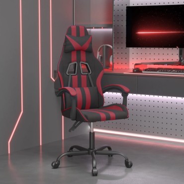 vidaXL Καρέκλα Gaming Μαύρο/Μπορντό από Συνθετικό Δέρμα 57,5x59,5x(121-131)cm 1 τεμ.