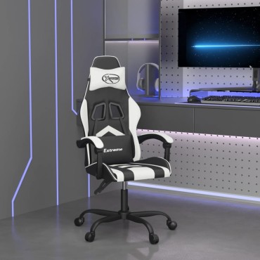 vidaXL Καρέκλα Gaming Μαύρο/Λευκό από Συνθετικό Δέρμα 57,5x59,5x(121-131)cm 1 τεμ.
