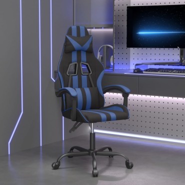 vidaXL Καρέκλα Gaming Περιστρεφόμενη Μαύρη & Μπλε από Συνθετικό Δέρμα 57,5x59,5x(121-131)cm 1 τεμ.