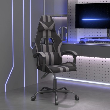 vidaXL Καρέκλα Gaming Περιστρεφόμενη Μαύρη/Γκρι από Συνθετικό Δέρμα 57,5x59,5x(121-131)cm 1 τεμ.