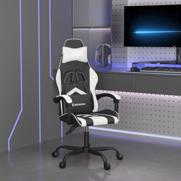 vidaXL Καρέκλα Gaming Περιστρεφόμενη Μαύρη/Λευκή από Συνθετικό Δέρμα 57,5x59,5x(121-131)cm 1 τεμ.