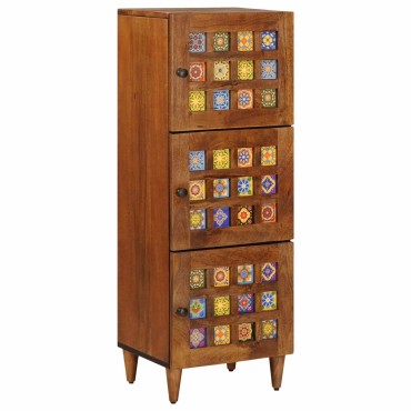 vidaXL Highboard με πόρτα Καρυδιά 40x33x110cm Στερεό ξύλο μάνγκο
