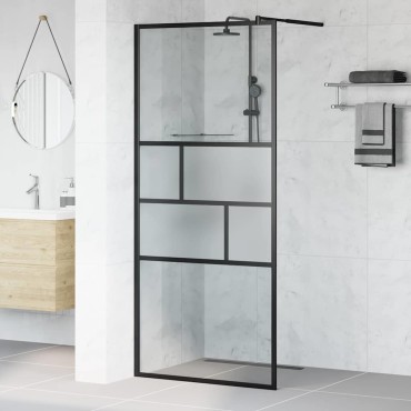vidaXL Τοίχος Ντους Walk-in Μαύρο 90 x 195 x 0,5 εκ.