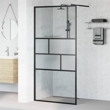 vidaXL Τοίχος Ντους Walk-in Μαύρο 100 x 195 x 0,5 εκ.