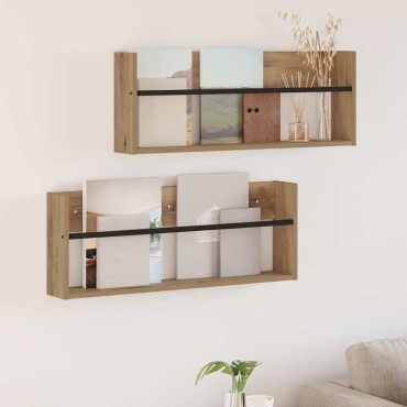 vidaXL Ράφι Περιοδικών με ράφι 2 τεμ. Artisan Oak 80x12x30 εκ