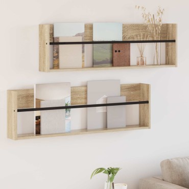 vidaXL Ράφι Περιοδικών με ράφι 2 τεμ. Δρύς Sonoma 100x12x30 εκ