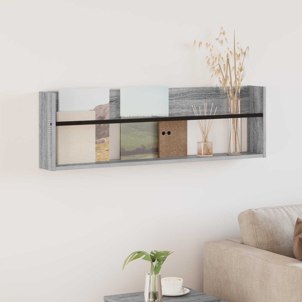 vidaXL Ράφι Περιοδικών με ράφι Γκρίζο Σονομα 100x12x30 εκ 1 τεμ.