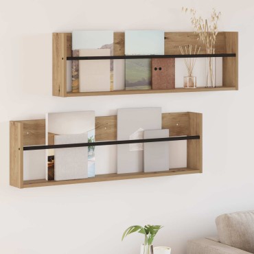 vidaXL Ράφι Περιοδικών με ράφι 2 τεμ. Artisan Oak 100x12x30 εκ