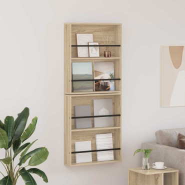 vidaXL Ράφι Περιοδικών με ράφι 2 τεμ. Δρύς Sonoma 60x12x70 εκ