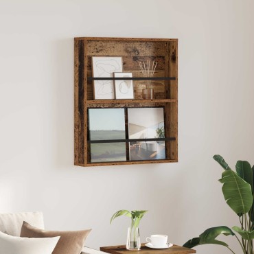 vidaXL Ράφι Περιοδικών Παλιό ξύλο 60x12x70cm Επεξεργασμένο Ξύλο 1 τεμ.