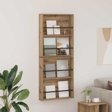 vidaXL Ράφι Περιοδικών με ράφι 2 τεμ. Artisan Oak 60x12x70 εκ
