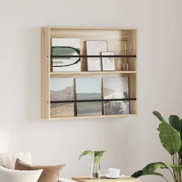 vidaXL Ράφι Περιοδικών Δρύς Sonoma 80x12x70cm Επεξεργασμένο Ξύλο 1 τεμ.