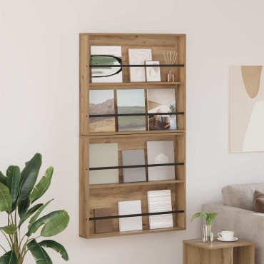 vidaXL Ράφι Περιοδικών με ράφι 2 τεμ. Artisan Oak 80x12x70 εκ