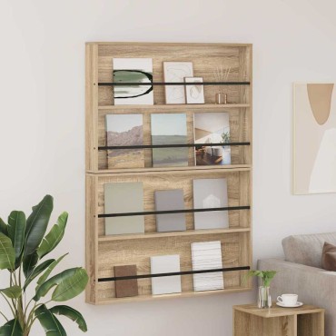 vidaXL Ράφι Περιοδικών με ράφι 2 τεμ. Δρύς Sonoma 100x12x70 εκ