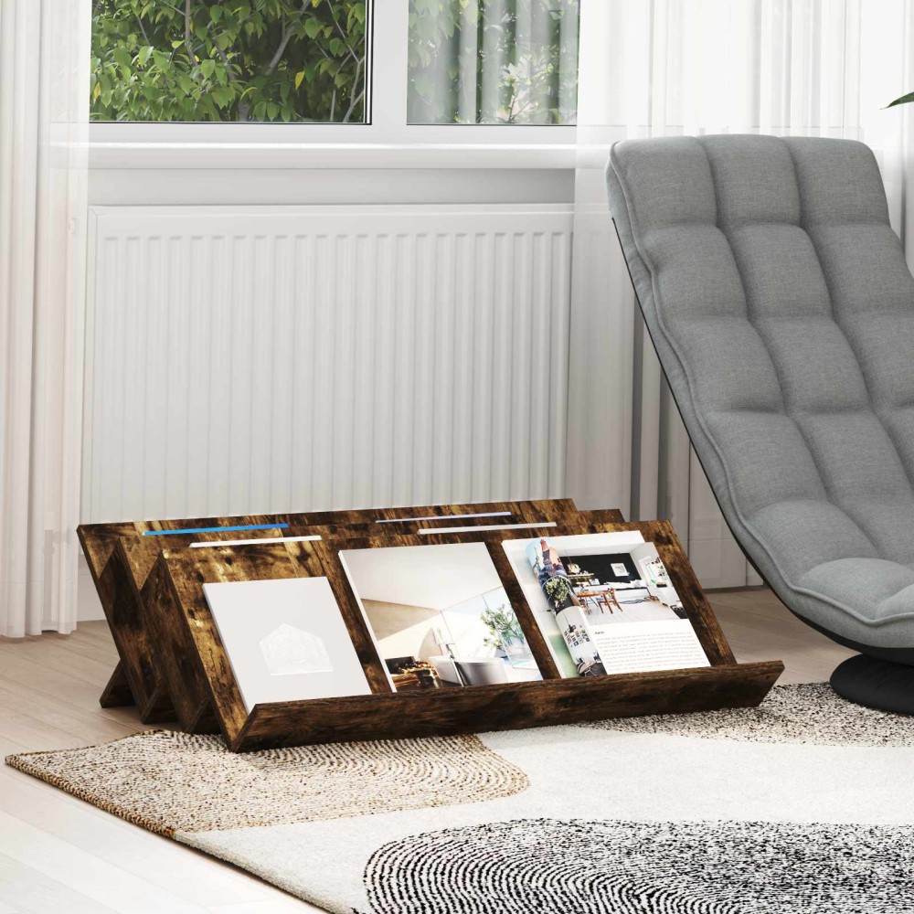 vidaXL Ράφι Περιοδικών με ράφι Καπνιστό Δρύς 90x53x28,5 εκ 1 τεμ.