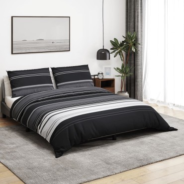 vidaXL Σετ Παπλωματοθήκης Μαύρο και Λευκό 240x220 εκ. Βαμβακερό
