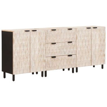 vidaXL Πλαϊνό γραφείο 3 τεμ. 60x33x75cm Στερεό ξύλο μάνγκο
