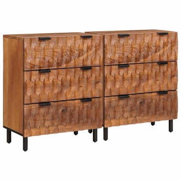 vidaXL Πλαϊνό γραφείο 2 τεμ. 60x33x75cm Στερεό ξύλο μάνγκο