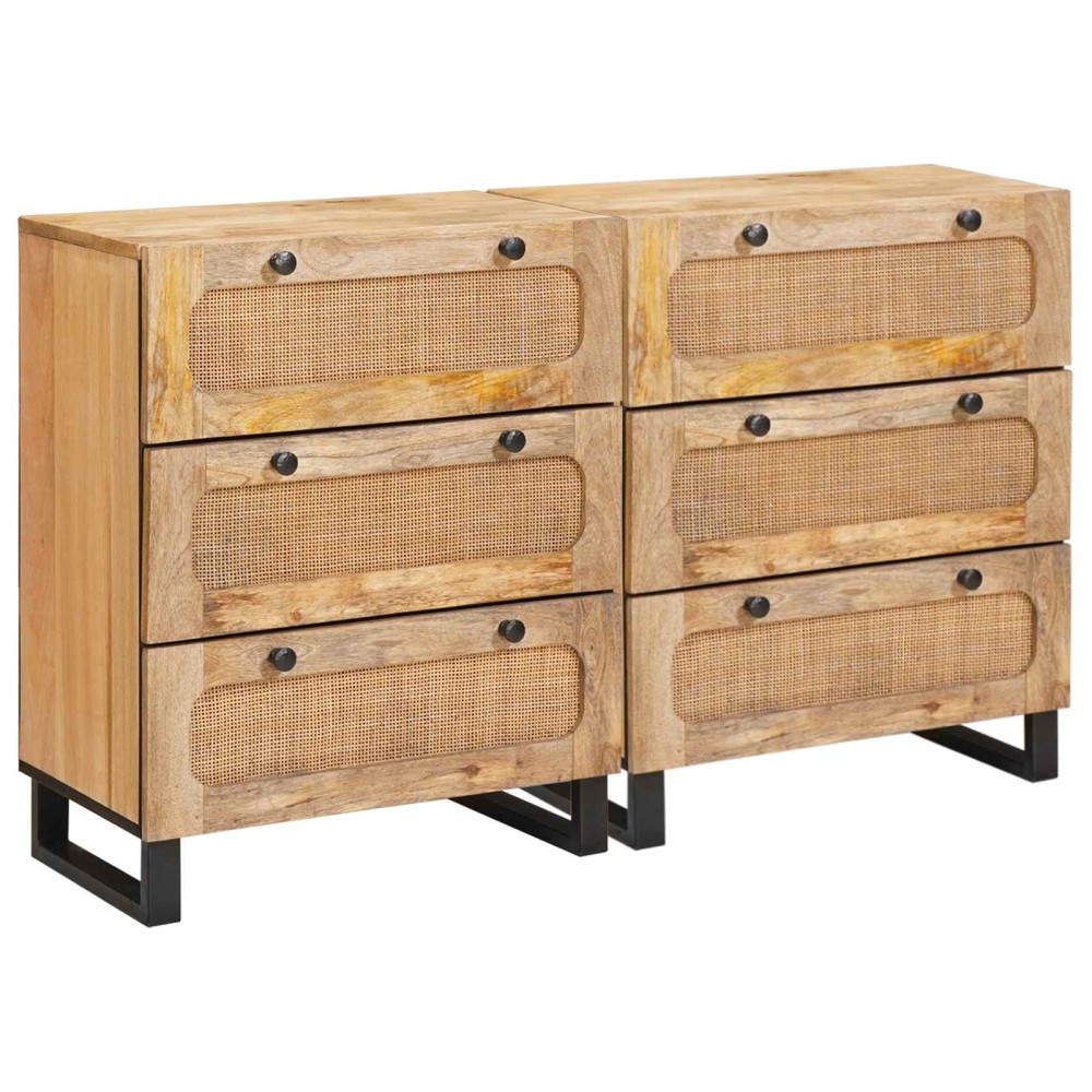 vidaXL Πλαϊνό γραφείο 2 τεμ. 60x33x75cm Στερεό ξύλο μάνγκο Καφέ