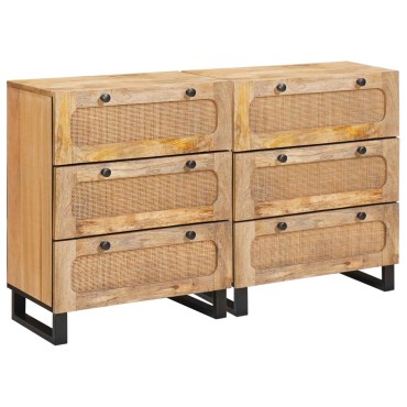 vidaXL Πλαϊνό γραφείο 2 τεμ. 60x33x75cm Στερεό ξύλο μάνγκο Καφέ